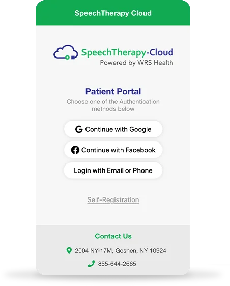 SpeechTherapy-Cloud EHR Patient Portal Screen